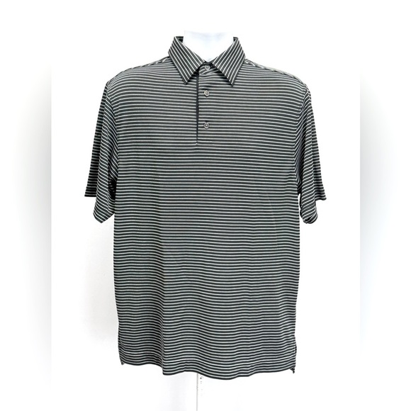 FOOTJOY Men’s black with white stripe golf polo size M - Picture 1 of 13